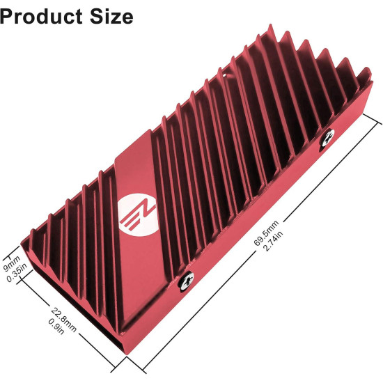 M.2 Heatsink EZDIY-FAB for NVMe SSD - Red