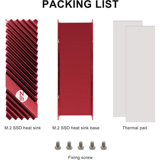 M.2 Heatsink EZDIY-FAB for NVMe SSD - Red