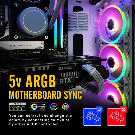 Fans EZDIY-FAB Moonlight White RGB PWM 120mm - 5 Pack