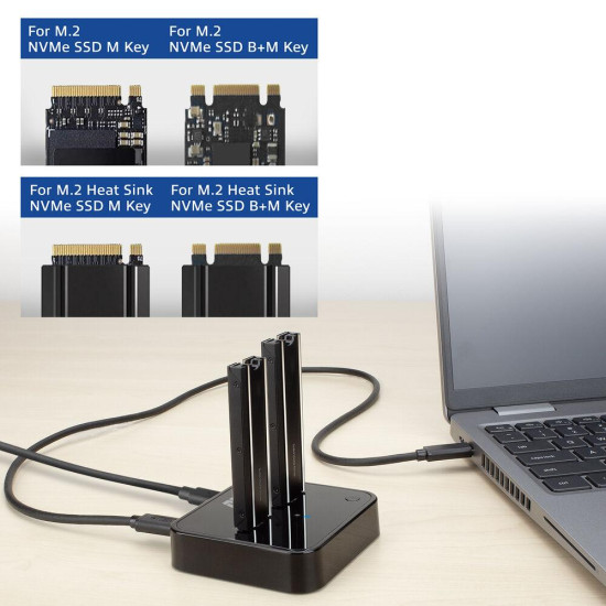 Dual SSD docking clone station, ACT M.2 NVMe/PCIe, USB-C 3.2 Gen2, 10 Gbps