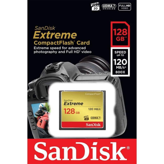 Memory card  SANDISK Extreme Compact flash, 128GB