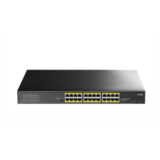 Switch Cudy GS1028PS2, 24 ports, 10/100/1000,  24× GbE with 802.3at/af PoE, 2× Uplink SFP, Default/VLAN/Extend Modes, for 19
