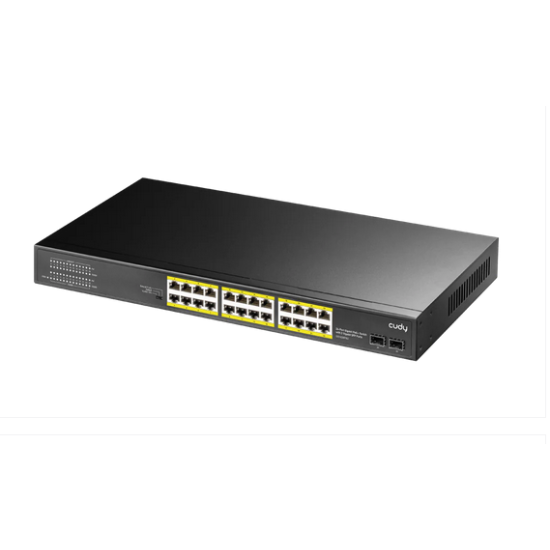 Switch Cudy GS1028PS2, 24 ports, 10/100/1000,  24× GbE with 802.3at/af PoE, 2× Uplink SFP, Default/VLAN/Extend Modes, for 19