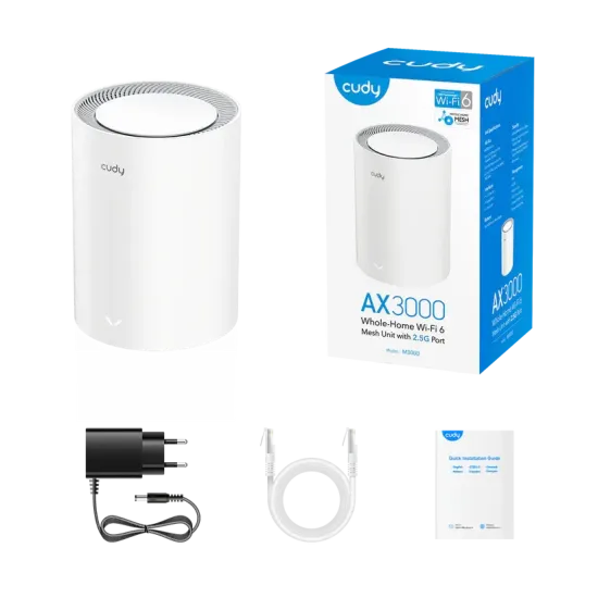 Cudy M3000, 1-pack, AX3000 Dual Band, 2.4/5 GHz, 574 -  2402 Mbps