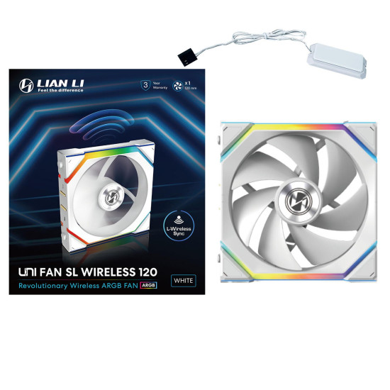Вентилатор Lian Li UNI FAN SL Wireless ARGB PWM - 120 mm Бял