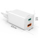 Hama Fast Charger, 1x USB-C, 1x USB-A, Mini Charger, PD, 45 W, white