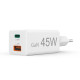 Hama Fast Charger, 1x USB-C, 1x USB-A, Mini Charger, PD, 45 W, white