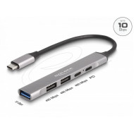 Delock 4 Port Slim USB Type-C™ Hub with 1 x USB 10 Gbps Type-A + 2 x USB 2.0 Type-A + 1 x USB 2.0 USB Type-C™ and PD 95 W