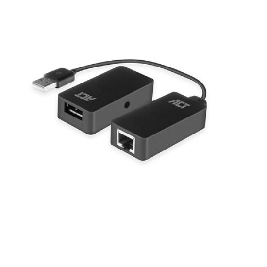 Active USB extender ACT AC6063, USB 2.0, UTP up to 50 meters, 480 Mbps, Transmitter module, Receiver and power adapter