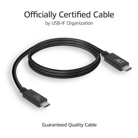 ACT Cable USB-C - USB-C, 0.8 м / USB4, 40Gbps, 240W, сертифициран USB-IF