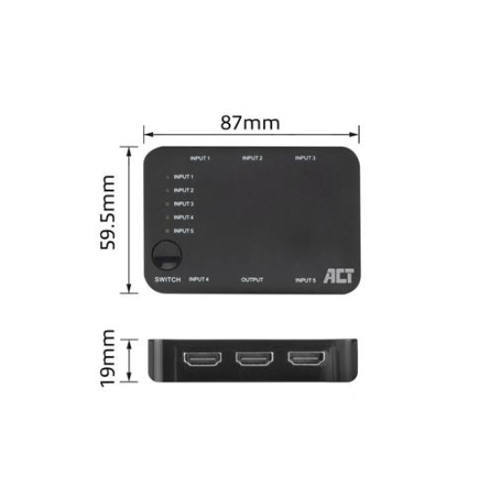 5x 1 HDMI switch, 3D and 4K support, 60Hz
