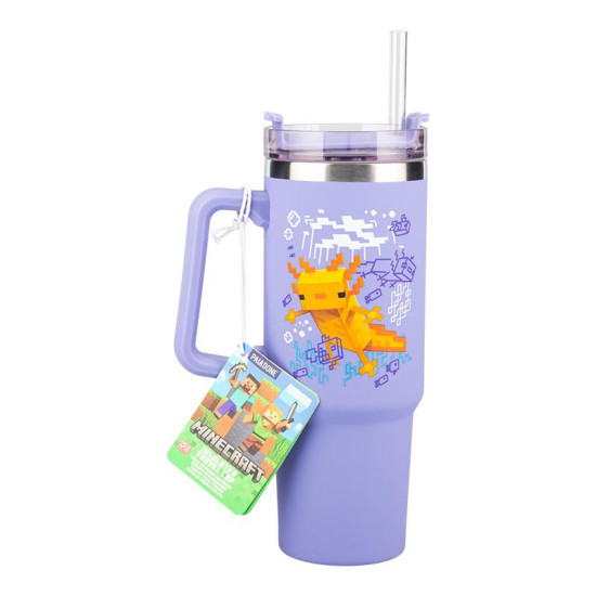 Mug Paladone: Minecraft - Purple 900ml Multiway Travel Cup Straw,  PP14948MCF