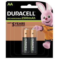 Акумулаторна батерия DURACELL R6 AA, 2500mAh NiMH, 1.2V, 2 бр. в опаковка