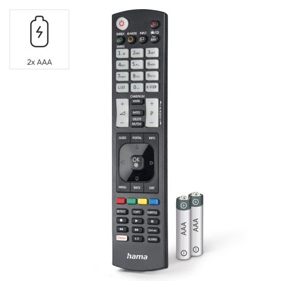Hama Universal Remote Control for LG TVs, IR, Teachable, Illuminating Buttons