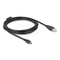 Delock Cable USB 2.0 male to mini-B USB 2.0 male, double shielded, transfer rate up to 480 Mb/s, 3.0 m, Black