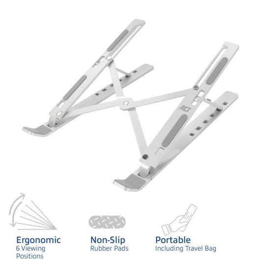 Foldable aluminum laptop stand ACT AC8120, 6 positions