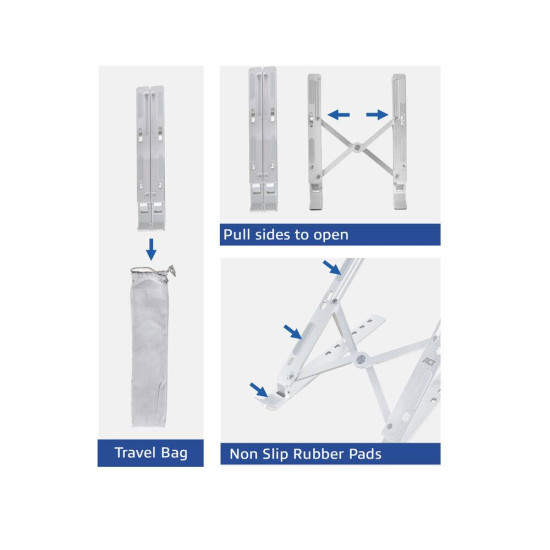 Foldable aluminum laptop stand ACT AC8120, 6 positions