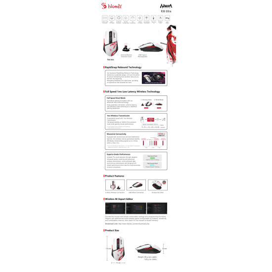 A4tech Bloody R36 Ultra Naraka Gaming Wireless Optical Mouse