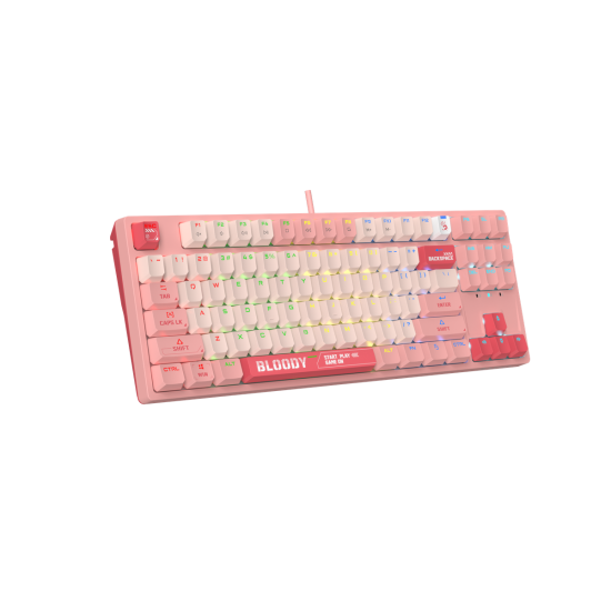 A4tech Gaming Mechanical Keyboard Bloody Energy Pink S87 BLMS TKL RGB Backlit red switch, USB