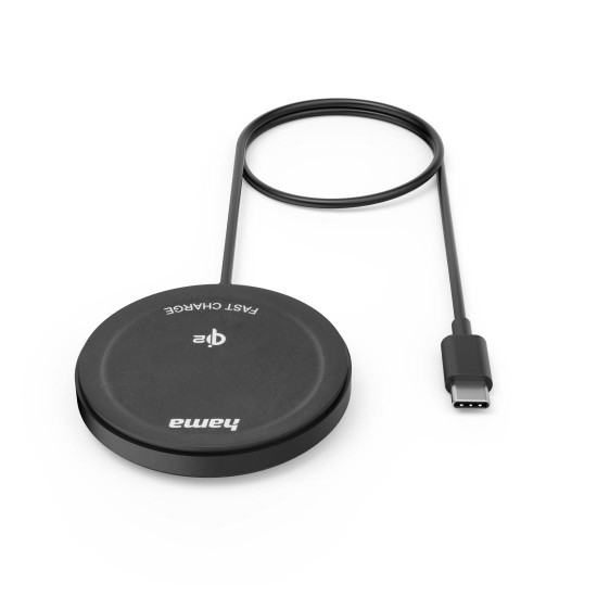 Hama Wireless Qi2 Charger, Inductive Charging Pad, Fast Charging, 15 W, black