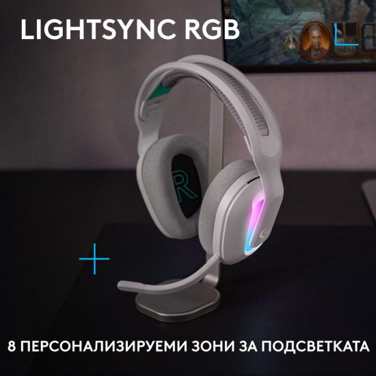 Gaming Earphone Logitech G522 Lightspeed Wireless RGB, Microphone, White