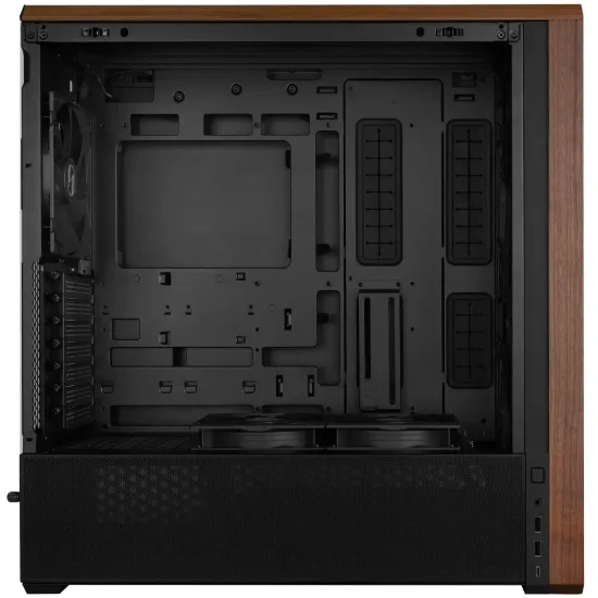 Case Lian-Li LANCOOL 217 Mid-Tower, Tempered Glass, Wood-Black
