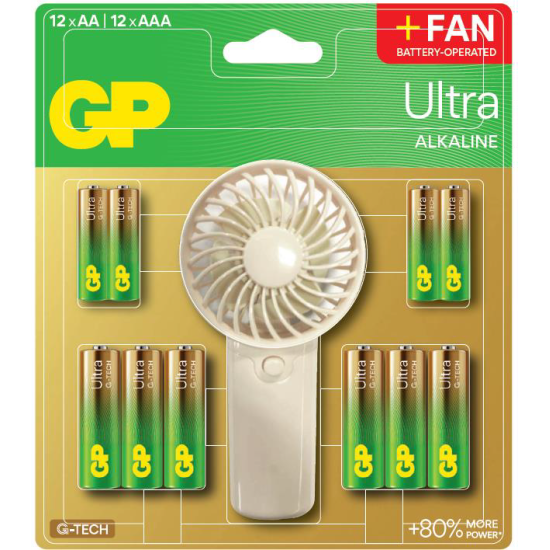 GP SUMMER PACK alkaline batteries  ULTRA AA x 12 pcs. + ULTRA AAA x 12 pcs. + Fan  GP BATTERIES
