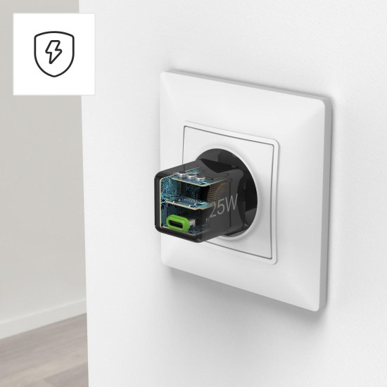 Hama Fast Charger, USB-C, Super-Mini Charger, PD, 25 W, black