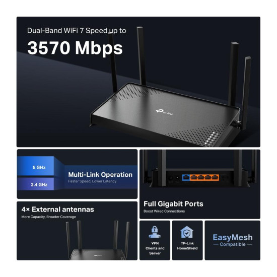 Wireless Router TP-Link Archer BE220 Dual-Band Wi-Fi 7