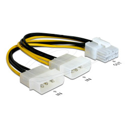 Delock Кабел PCI Express захранване 8 pin към 2 x 5¼“  за видео-карти, 12V, 15 см,  82397