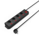 Hama Power Strip, 4-Way, 90°, Individually Switchable, Wall Mounting, 1.4 m, blk.