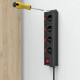 Hama Power Strip, 4-Way, 90°, Individually Switchable, Wall Mounting, 1.4 m, blk.