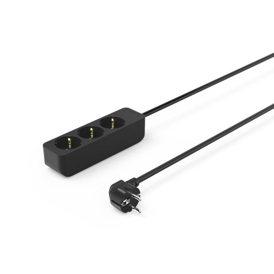 Hama 3-Way Power Strip, with Incr. Touch Protect., 1.4 m, black