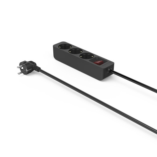 Hama Power Strip, 3-Way, with Switch, 1.4 m, black