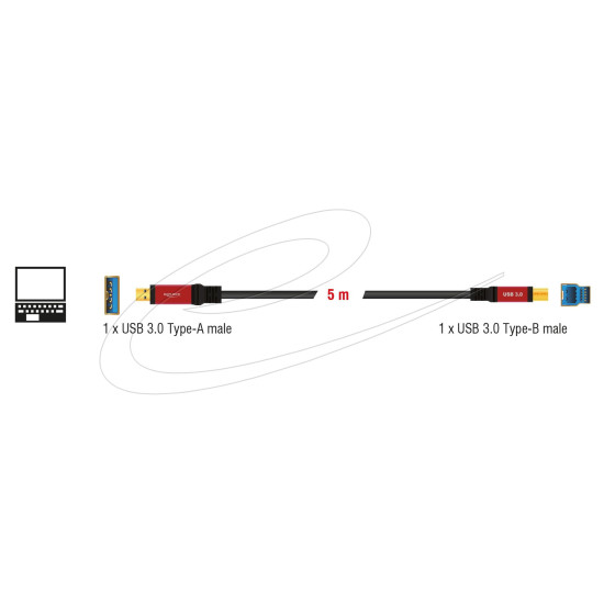 Delock USB 5 Gbps Cable Type-A male to USB 5 Gbps Type-B male 5 m Premium