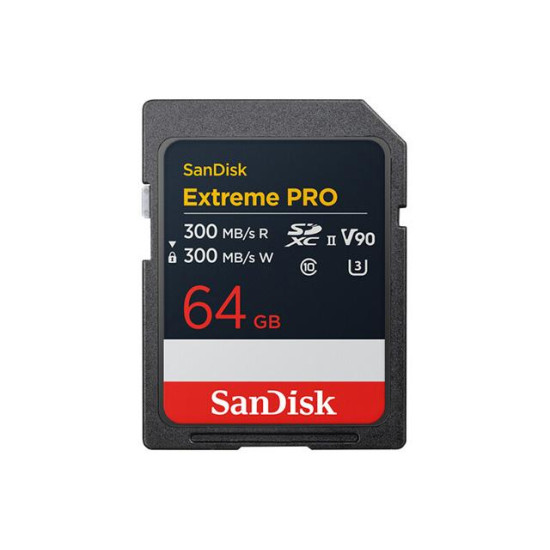 SanDisk Memory Card Extreme Pro SDXC 64GB 300MB/s & 300Mb/s Class 10 V90 UHS-II