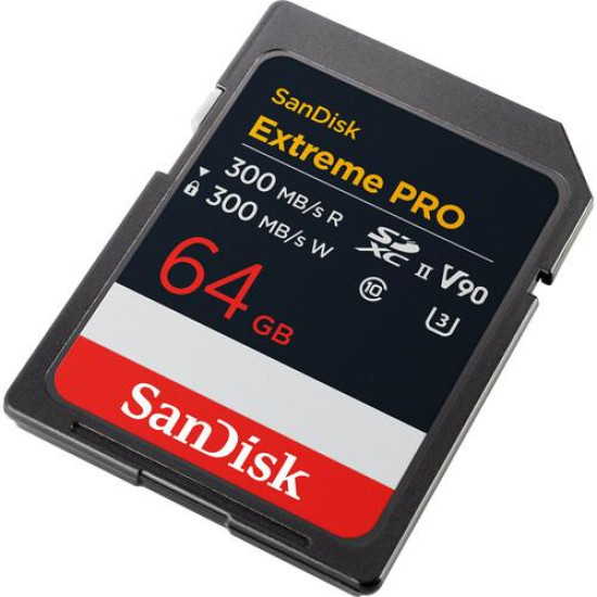 SanDisk Memory Card Extreme Pro SDXC 64GB 300MB/s & 300Mb/s Class 10 V90 UHS-II
