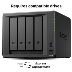 Мрежов сторидж Synology NAS DS925+, за 4 диска, AMD Ryzen V1500B, 4GB DDR4 SODIMM