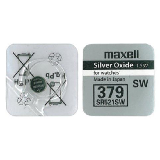 Бутонна батерия сребърна MAXELL SR521 SW /AG0/379/ 1.55V