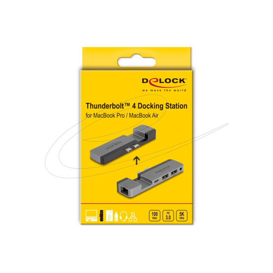 Докинг станция Delock for MacBook Pro / MacBook Air Thunderbolt™ 4, 5K Резолюция / 100 W PD / 10 Gbps Hub / LAN / Audio