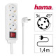 Hama Power Strip, 3-Way, with Switch, 1.4 m, white