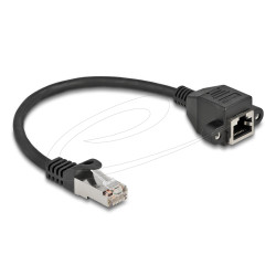 Delock Мрежов кабел удължителен S/FTP RJ45 мъжко към RJ45 женско, Cat. 6A, 25 cm, черен