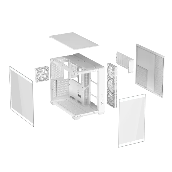 Case ASUS A32 PLUS Tempered Glass + 4 ARGB Fans - White