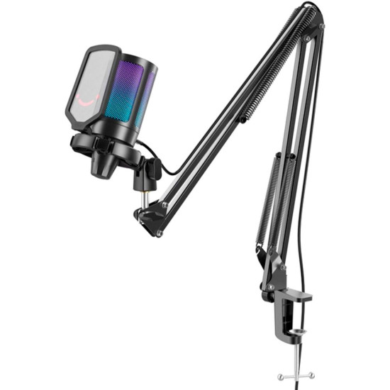 Microphone with Boom Arm FIFINE A6T RGB - Black