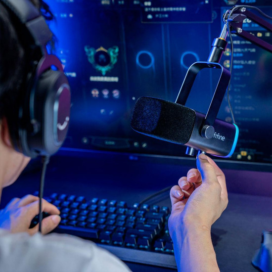 Microphone Adjustable Boom Arm FIFINE AM8T Dynamic RGB - Black