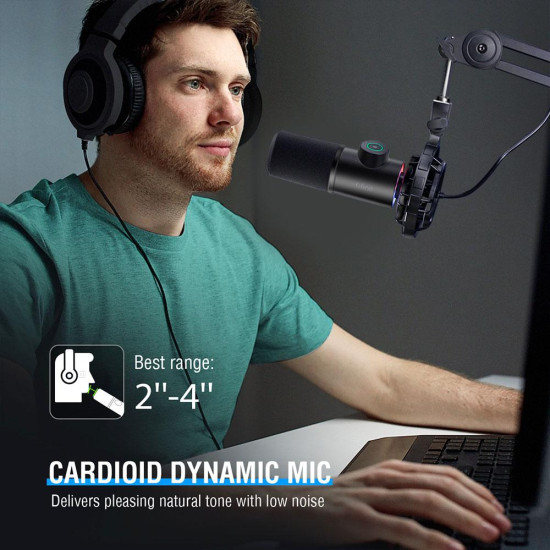 Microphone with Boom Arm FIFINE T658 Dynamic RGB - Black