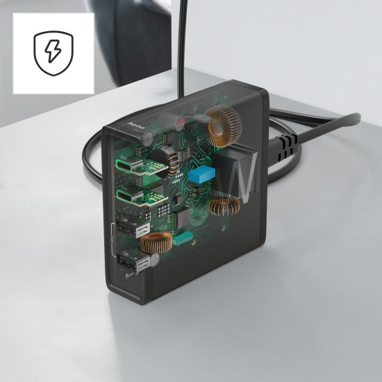 HAMA Зарядна станция 4 порта, 60W, 2 x USB-C, 2 x USB-A, PD, Fast Charge
