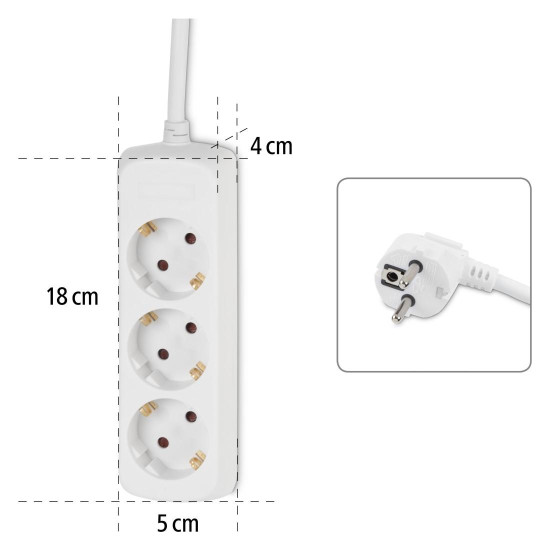 Hama 3-Way Multiple Socket Outlet, with Shutter - Incr. Touch Protect., 1.4 m, white