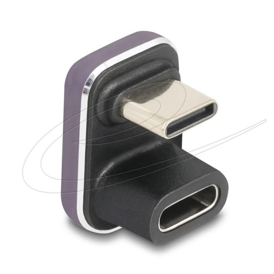 Delock Адаптер USB-C мъжко към женско USB-C, под  180° ,  40 Gbps PD 3.1 240 W ,  U-образен 8K 60 Hz metal