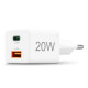 Hama Fast Charger, 1x USB-C, 1x USB-A, Mini-Charger, PD, 20 W, white